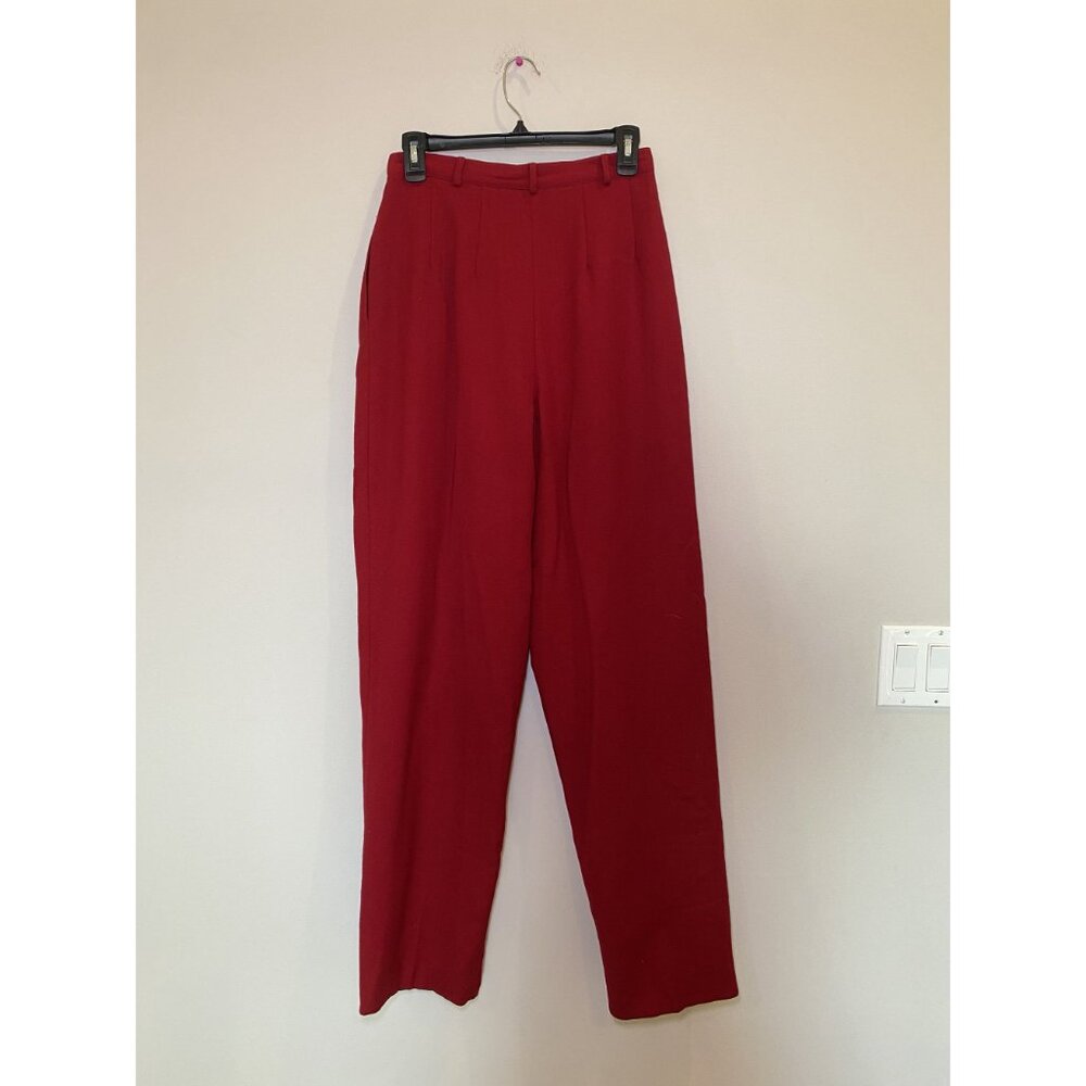 Vintage Red 100% Wool Trouser Pants Size 6 Tailored Classic - Picture 3 of 10